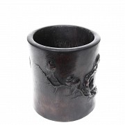 Carved wooden brush pot, 20th century - 3