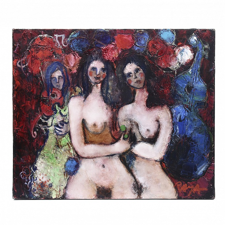 Alain Raya-Sorkine (1936) “Femmes fleurs précieuses”
