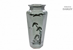 Ceramic vase with celadon background, 20th century