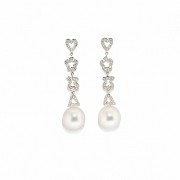 Earrings in 18k white gold, pearls and diamonds, TOUS