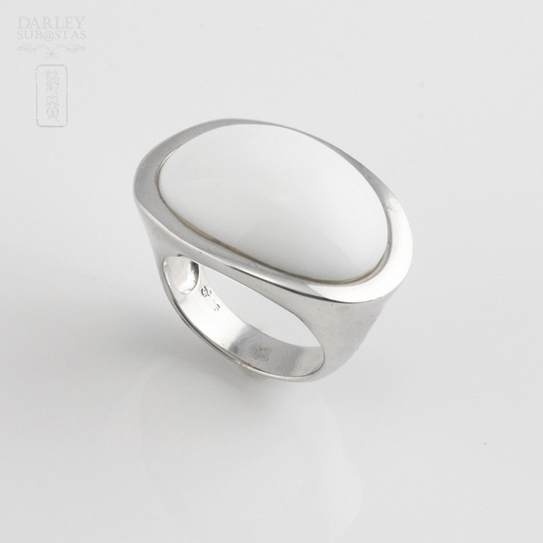 Sterling silver 925m / m ring and porcelain - 1