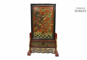 Polychrome wood panel, Tibet, 20th century