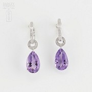 Amethyst and diamond earrings detachable - 5