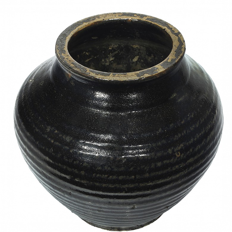 Vasija estriada de cerámica, dinastía Qing - 7