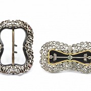 Silver buckle and slide with Matara or zircon diamonds, 19th - 20th century