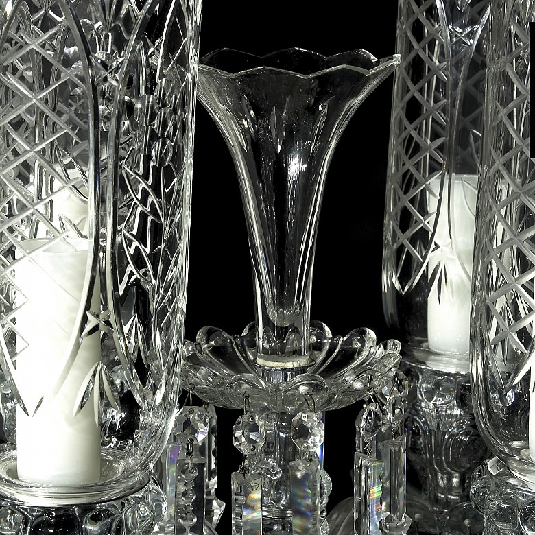 Pareja de candelabros de cristal, Checoslovaquia, S.XX