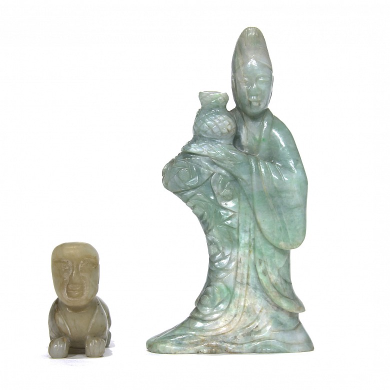 Lot of two jade figurines, 20th century