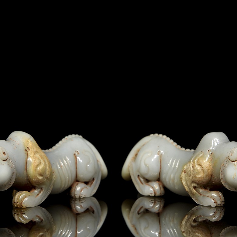 Pareja de panteras de jade, dinastía Tang