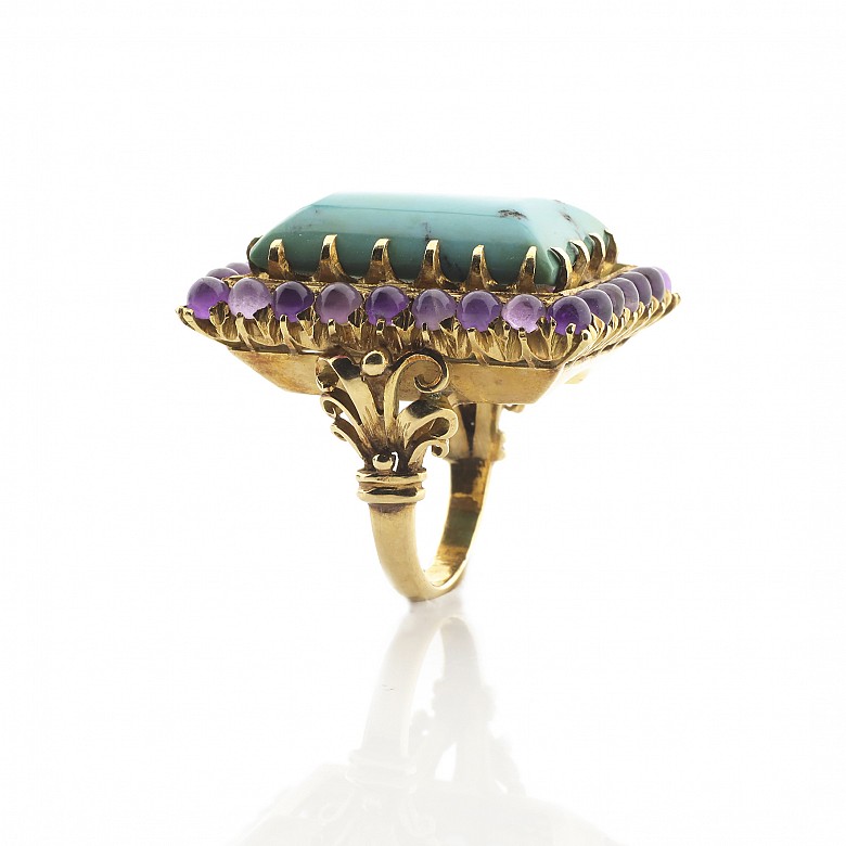 18k Yellow gold ring with natural turquoise - 2
