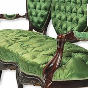 Elizabethan armchair with green upholstery, 19th century - 5