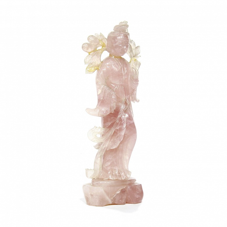 Chinese rose quartz figure.