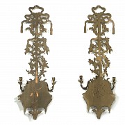 Pair of large wall-mounted candlesticks, 19th-20th century
