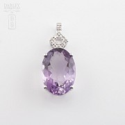18k gold pendant with amethyst and diamondss - 1