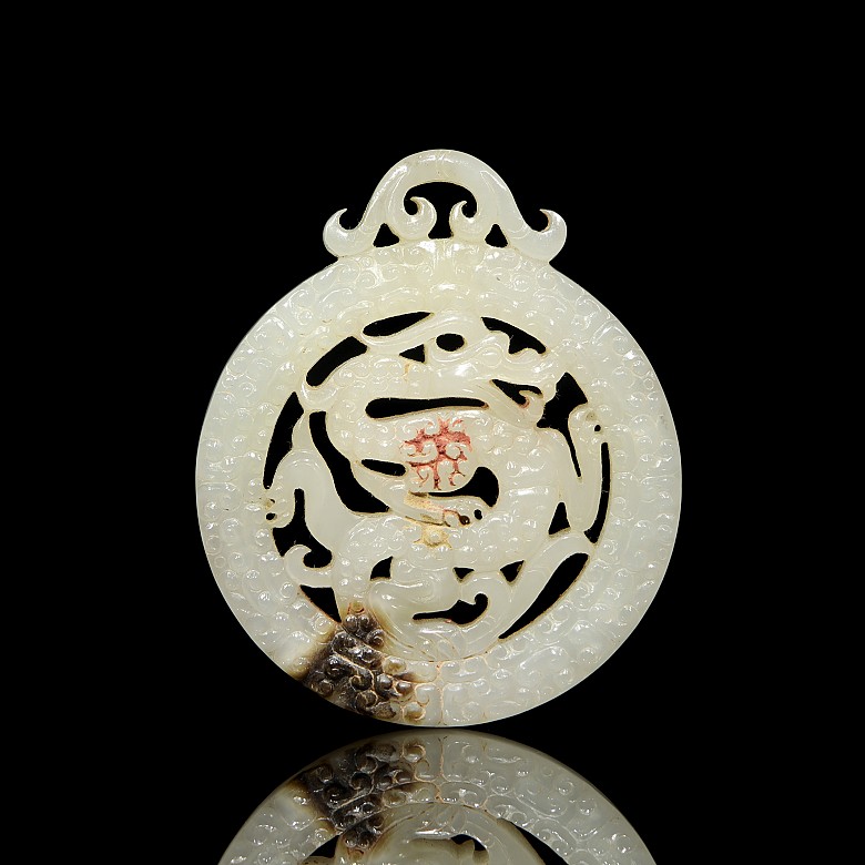 Colgante circular jade tallado, dinastía Han occidental
