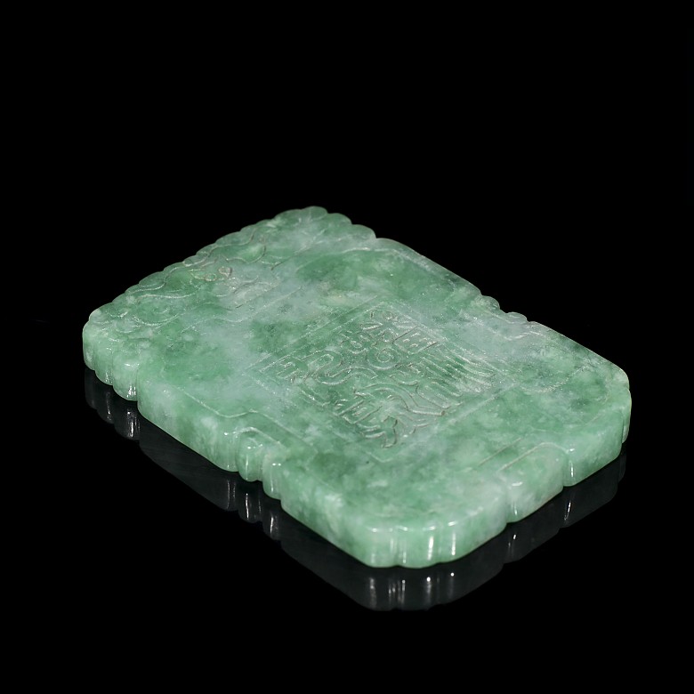Placa de jade verde tallado, dinastía Qing - 5