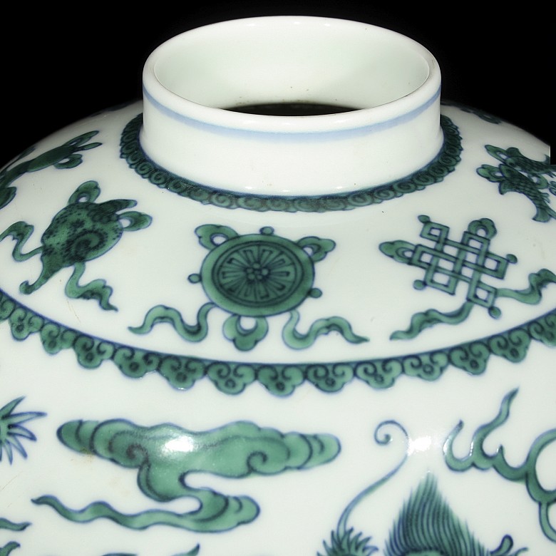 Jarrón de dragón en porcelana esmaltada, dinastía Qing - 7