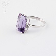 Ring with Amethyst  6.12cts and diamantesen 18k White Gold - 4