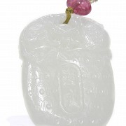 Carved jade plate with tourmaline, Qing dynasty.