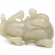 Carved celadon jade dog, Qing dynasty.