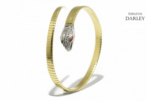 18 kts two-tone gold, diamond and ruby ​​bracelet