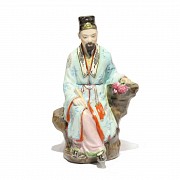 Chinese porcelain glazed emperor figure, 20th century.