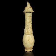Urna o jarrón funerario cerámica vidriada con tapa, dinastía Song