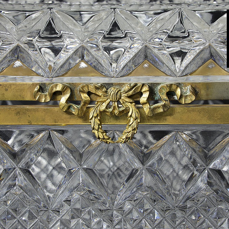 Jewelry glass box, glass, and gilt metal, 20th century