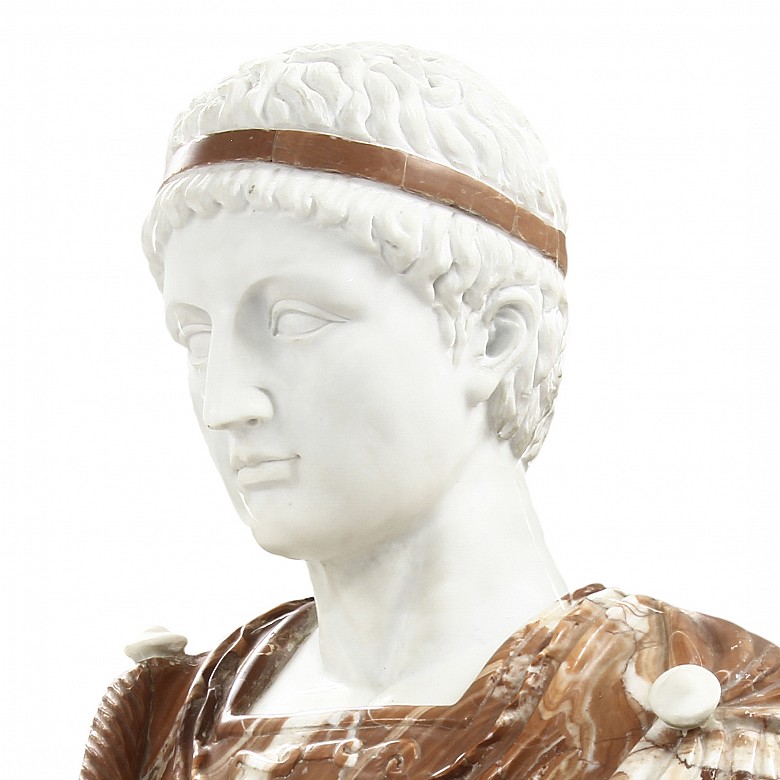 Busto de mármol tallado, “Augusto” s.XX