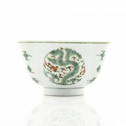 Porcelain bowl with Dragons and Bats, Kangxi seal mark.