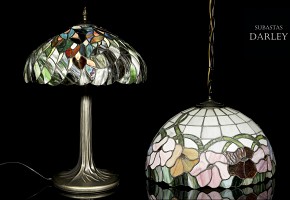 Lámpara de techo y sobremesa, estilo Tiffany, S.XX