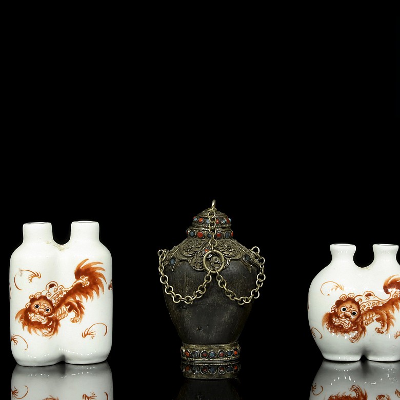 Three snuff bottles, Asia, 20th century