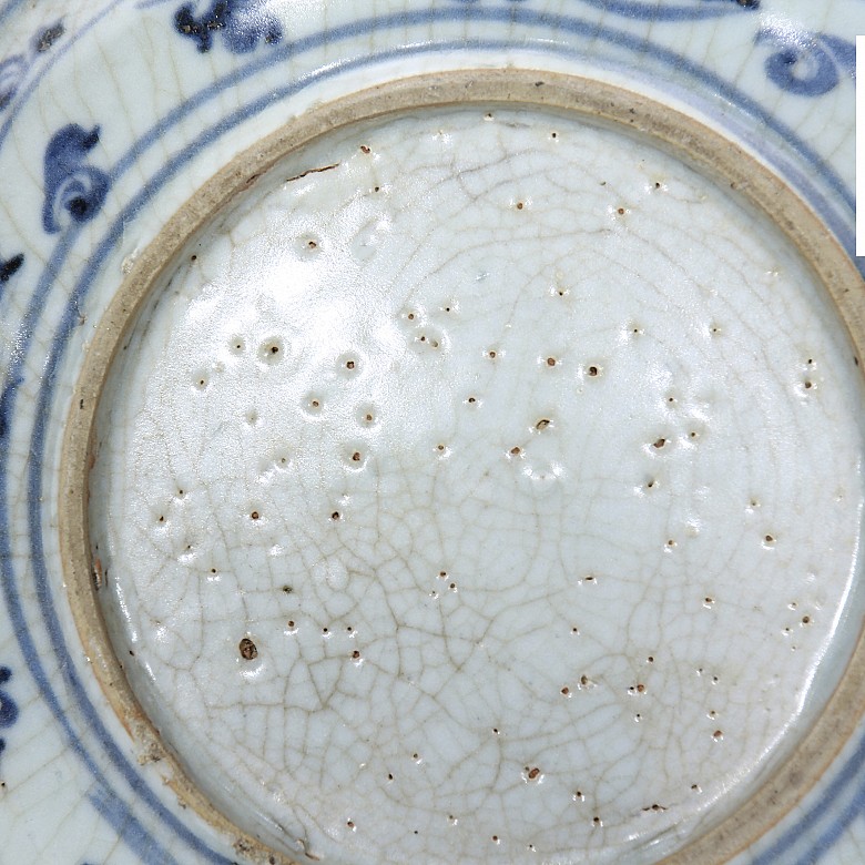 Two plates, blue and white porcelain, 19th century