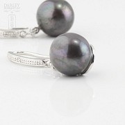 Grey pearl earrings in 18k White Gold - 3