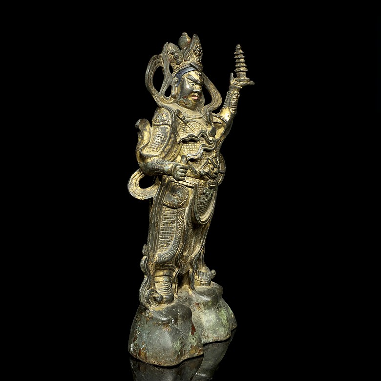 Gilded bronze warrior, China, Ming-Qing dynasty