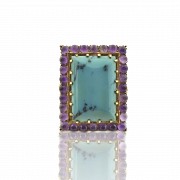 18k Yellow gold ring with natural turquoise - 1