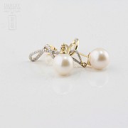 Preciosos pendientes perla y diamantes - 2
