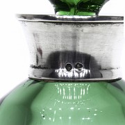 Green glass decanter with silver mouth, 20th century - 2