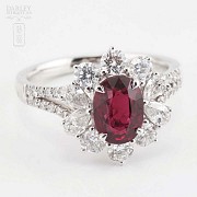 Fantástico anillo oro 18k con rubí y diamantes - 5