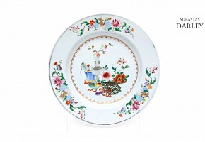 Enameled porcelain plate, Compañía de Indias, 19th century