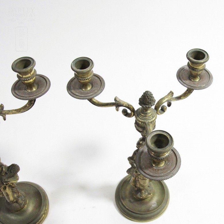 Pair of bronze candlesticks - 5
