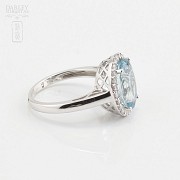 Ring with Aquamarine 4.28cts and diamond  White Gold - 2