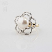 Precioso anillo perla y diamantes - 1
