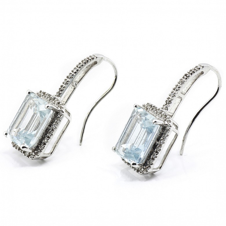 Earrings with aquamarines and diamonds.