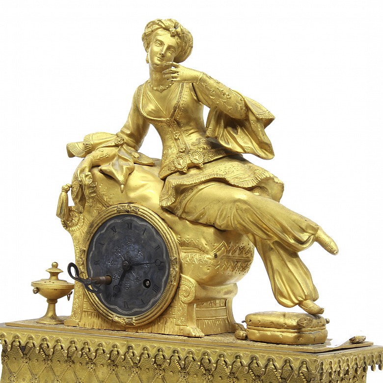 Table clock in gilt bronze, France, 19th century - 2