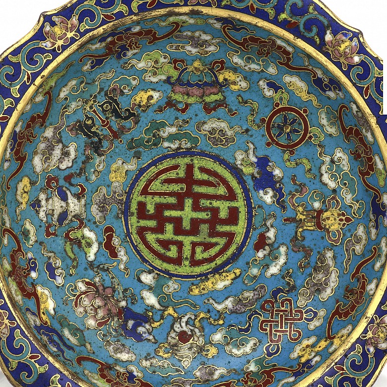 Cloisonné foliate-rimmed dish, China, Qianlong (1736-1795)