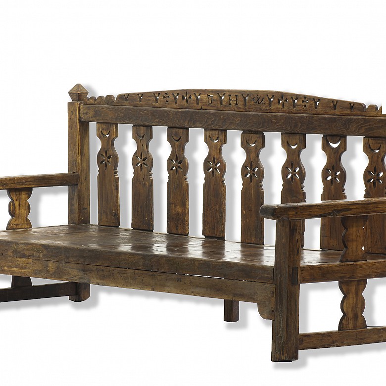 Rustic wooden bench, 20th century - 1