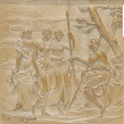 Vicente Andreu. Cuatro tallas de madera con marco, S.XX - 3