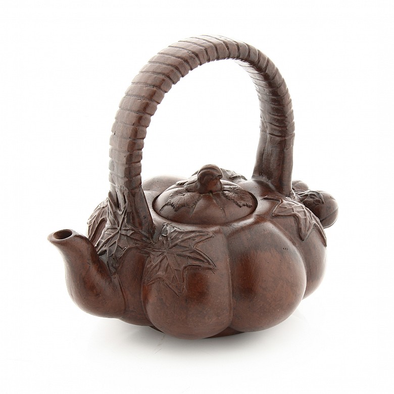 Pumpkin-shaped teapot, Yixing. - 1