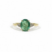 Ring emerald  1.78cts and diamond 18k yellow gold