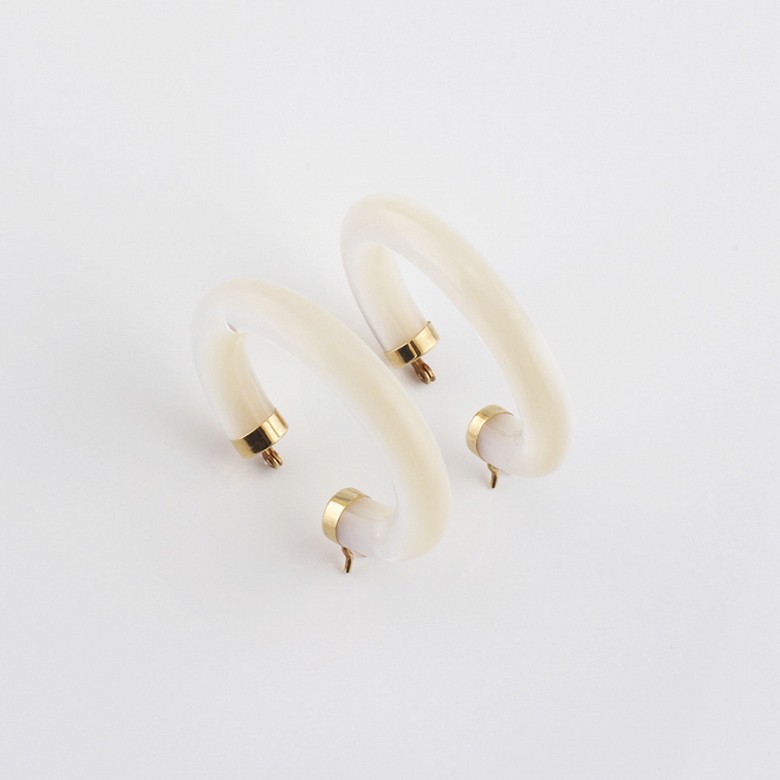 Earrings in 18k gold and natural mother-of-pearl - 2